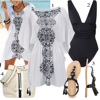 Outfit sa Crna/Tamnoplava Jednodijelni Kupaći Kostim/Kupaći Kostim Sa Žicama/Minimizirani Kupaći Kostim/Tummy Control Kupaći Kostim/Push up tankini/Kupaći Kostim za mršavljenje/Kupaći Kostim s volanima/Kupaći Kostim za oblikovanje/Oblikovanje tankini HUNKEMÖLLER "Ljetni outfiti"