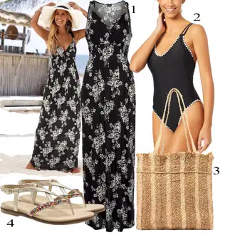 Bez rukava Outfit sa Crna/Smeđa Haljina za Plažu/Duga Ljetna Haljina/Maksi Haljina/Haljina S Printom Lascana "Ljetni outfiti"