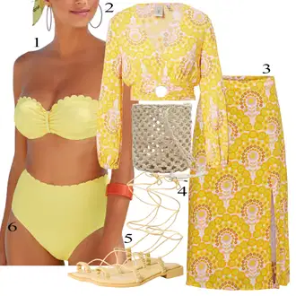 Outfit s Neonové barvy/Žlutá/Zelená Balconette-bikini/Balconette/Horní díl bikin Bralette/Women's Lingerie & Swimwear/Kožené pásky pro muže/Push-up vršek bikin/Bikinový vršek s kosticí Lascana "Letní Outfit"