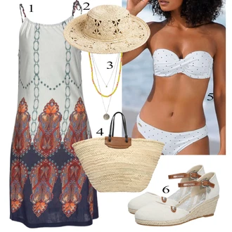 outfit mit Roza/Bež/Modra Klobuček Ted Baker "poletna obleka"