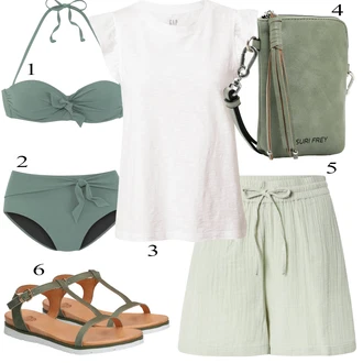 Outfit sa Tirkizna/Zeleno/Svjetloplava/Svjetlozelena Bikini set Gornji Dijel Bikinija S Trakom/Push-up gornji dio bikinija/Bandeau Bikini/Balconette Bikini Lascana "Ljetni outfiti"