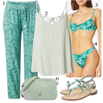 Outfit s Tyrkysový Plavky Bikiny - Spodní Díl/Plavky HUNKEMÖLLER "Módní letní vzhled"