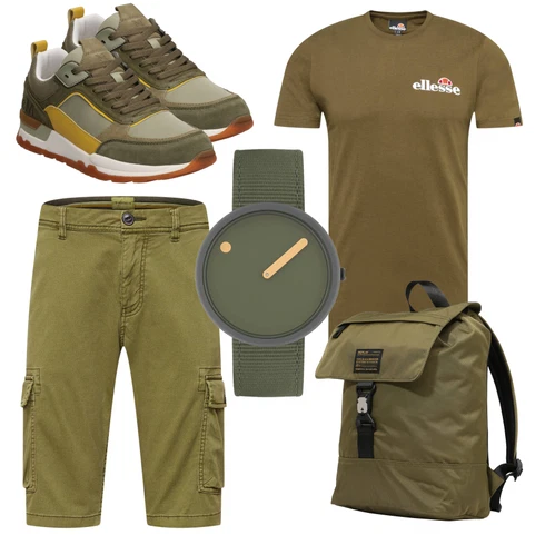 Dunkelgrün/Khaki T-Shirt & Top/Kurzarm T-Shirt/Ausgefallenes T-Shirt/T-Shirt Training/Funktions T-Shirt/Casual T-Shirt/Print Shirt/Laufschuhe für Männer/T-Shirt Mit Print Ellesse kombinieren
