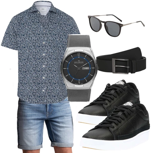 Schwarz Gürtel boss black kombinieren mit Weiß Sonnenbrille