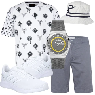 Outfit mit Weiß/Blau Hemd Brax "Stylische Sommerlaune"