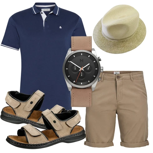 Beige/Khaki/Braun Hemd Musselin Shorts/Bermuda/Chino Shorts Jack & Jones kombinieren
