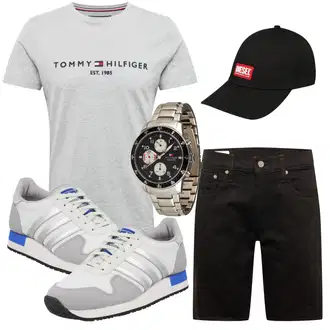 Sommer Outfits Sexy mit Grau Bluse Große Größe/Shirt & Top Große Größe Tommy Hilfiger "Summer Outfit"Look: Rad, College, Militär, Sexy, Retro, Zuhause, Vintage, Schlichte, Classic, Sportlich, Bundeswehr, Ausgefallene