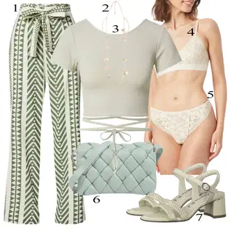 S Pertlanjem Outfit sa Tamnozelena/Svjetlozelena/Kaki Majica i top/Kratki top/Skraćena Majica Edited "Zimski outfit"