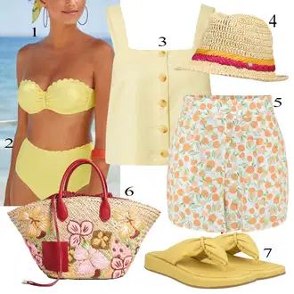 Outfit s Neonové barvy/Žlutá/Zelená Balconette-bikini/Balconette/Horní díl bikin Bralette/Women's Lingerie & Swimwear/Kožené pásky pro muže/Push-up vršek bikin/Bikinový vršek s kosticí Lascana "Letní Outfit"