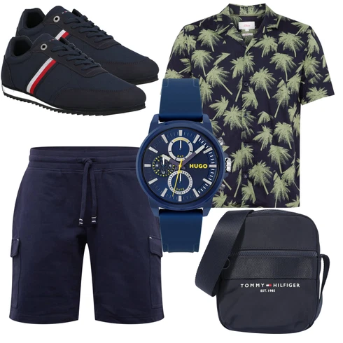 Schwarz/Grau Bluse Große Größe S.Oliver kombinieren mit Blau Uhr Hugo