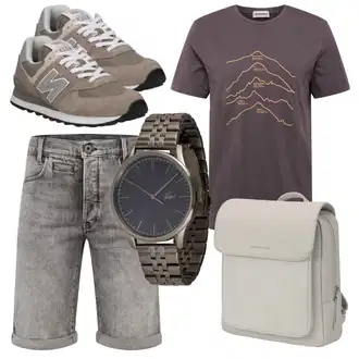 Herbst Outfit mit Grau/Hellgrau/Braun/Khaki/Beige Schnürschuh/Leder Sneaker/Sneaker Low/Schmaler Sneaker/Vintage Sneaker/Walkingschuh/Winter Sneaker New Balance "Alltagsoutfit"