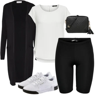Outfit s Černá/Hnědá Cyklistický šortky Only "Denní Outfit"