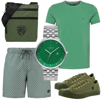 Outfit mit Grün Sneaker Low G-Star Raw "Alltagsoutfit"