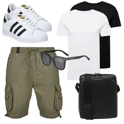 Basic Schwarz/Weiß Shirt-Set/Kurzarm T-Shirt/Laufschuhe für Männer/Funktions T-Shirt/Casual T-Shirt/Ausgefallenes T-shirt Jack & Jones kombinieren