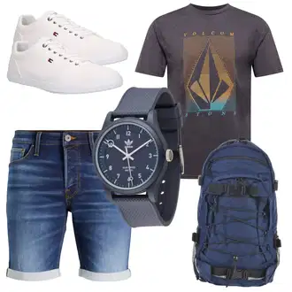 Outfit mit Schwarz/Grau Casual T-Shirt Volcom "Alltagsoutfit"
