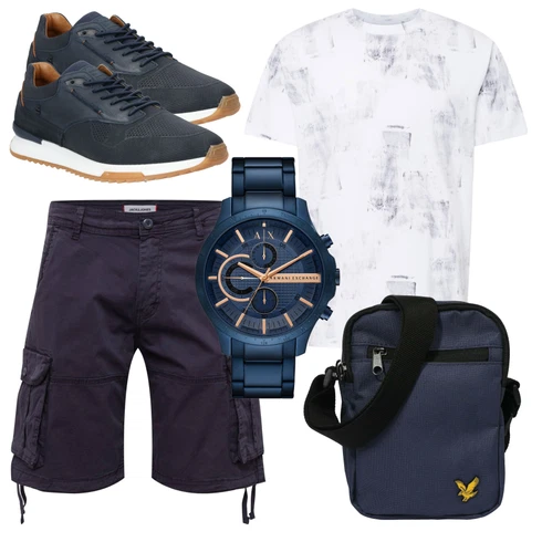 Weiß/Grau Casual T-Shirt Hollister kombinieren mit Schwarz Rucksack/Accessoire Lyle & Scott