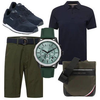Outfit mit Dunkelblau/Blau Bluse Große Größe/Shirt & Top Große Größe/Poloshirt Boss "Alltagsoutfit"