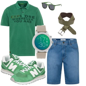 Outfit mit Weiß/Blau Hemd Brax "Auffälliger Sommer Look"