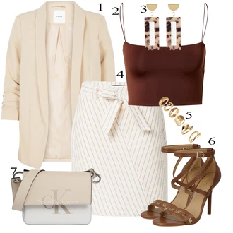 Outfit s Béžová/Zlatý Prsten About You "Obchodní Outfit"