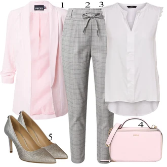 Elegantní Outfit s Bílá/Šedá/Hnědá Halenka Móda Pro Plnoštíhlou/Halenka a Tunika Tunika Only "Outfit na léto"Look: Styl, Lehký, Rad, Emo, 20 léta, Elegantní, Kancelář, Old Money, Příliš oblečený, S průsvitem
