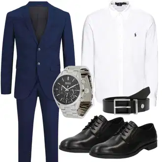 Outfit mit Dunkelblau/Hellblau/Blau Anzug/Business Anzug/Kostüm/Hosenanzug/Modern Hosenanzug/Eleganter Hosenanzug/Festlicher Hosenanzug/Hosenanzug Hochzeit Jack & Jones "Business Outfit"