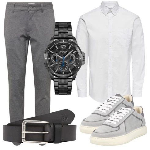 Grau/Weiß/Creme Business Hemd/BusinessHemd/Musselin Hemd/Bügelfreies Hemd/Casual Hemd/Hemdbluse Only & Sons kombinieren