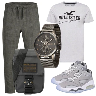 Outfit mit Grau Sneaker Low Jordan "Cooles Alltagsoutfit"