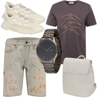 Outfit mit Grau/Braun/Beige Accessoire/Mini-Rucksack/Notebook Tasche/Macbook Tasche/Laptoptasche/Tragetasche/Mini-Rucksack/Tasche Büro/Businesstasche Kapten & Son "Cool für die Freizeit"