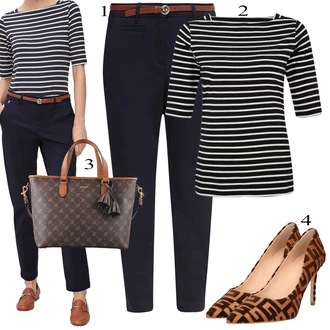 Outfit s Černá Zip off Kalhoty/7/8 Kalhoty Comma, Comma "Outfit na léto"