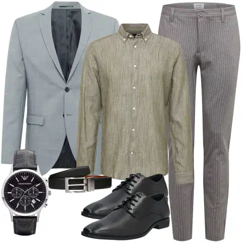 Grau/Hellblau/Blau Anzug Sakko/Anzug/Kostüm Jack & Jones kombinieren