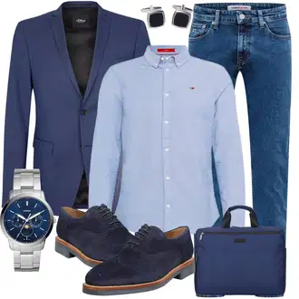 Outfit mit HellBlau/Blau Bluse Große Größe/Business Hemd/Casual Hemd/Jeanshemd/Businesshemd/Hemdbluse Tommy Jeans "Elegantes Business Outfit"