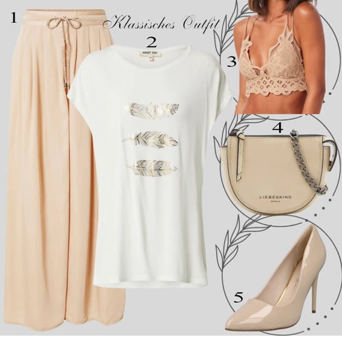 Kombinace Růžová/Béžová/Modrá Široká Kalhoty VERO MODA