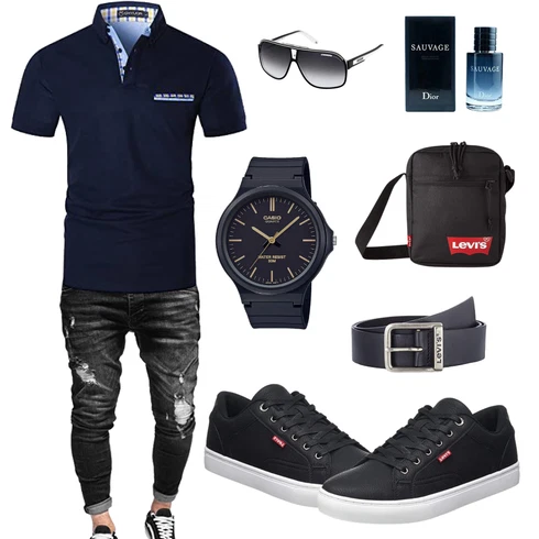 Blau Schuh Casio kombinieren