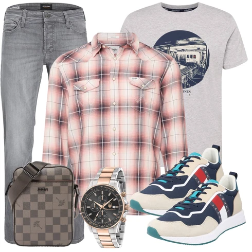 Rosa/Beige/Blau Casual Hemd Wrangler kombinieren