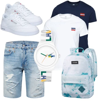 Outfit mit Weiß/Creme gesundheitsschuh/Leder Sneaker/Sneaker Low/Skateschuh/Schmaler Sneaker Reebok "Freizeit Outfit"