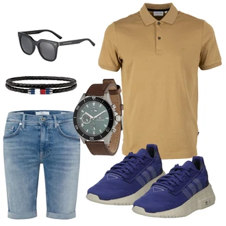 Keilabsatz Outfit mit Hellblau/Blau/Dunkelblau Schuh Sommer Sneaker/Sneaker Low/Schmaler Sneaker/gesundheitsSchuh Adidas Originals "Freizeit Outfit"