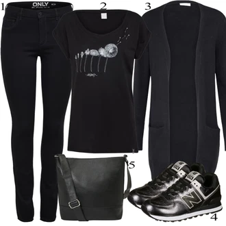 Casual outfits Zima mit Črna/Temno modra Pletene velika velikost/Pletenina Vila "Priložnostna oblačila"