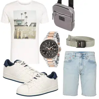Knielang Outfit mit Blau/Hellblau Bermuda/Jeans Short levi's ® "Freizeit Outfit"