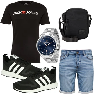 Knielang Outfit mit Blau/Hellblau/Dunkelblau Jeans Short/Bermuda Only & Sons "Freizeit Outfit"