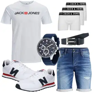 30er Jahre Outfit mit Schwarz/Weiß Jack & Jones "Freizeit Outfit"Look: Unisex, Jazz, 90er, 30er Jahre, 80er, Skater