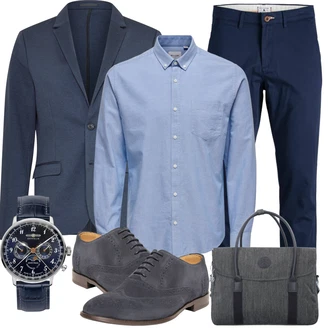 Outfit mit HellBlau/Blau Bluse Große Größe/Business Hemd/Casual Hemd/Jeanshemd/Businesshemd/Hemdbluse Only & Sons "Klassisches Outfit"