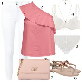 Outfit s Zlatý Letní Bota/Pletený Sandál/Sandál se třpytkami/Páskový Sandál/Sandál S T Páskem About You "Perfektní na léto"