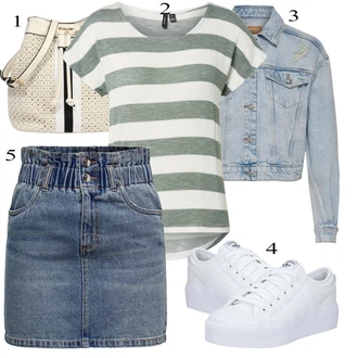 Outfity pro léto s Modrá/Tmavě modrá/Světle modrá Krátká Sukně/Džínová vintage sukně/Džínová Sukně Only "Letní Outfit"