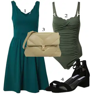 Outfit sa Zeleno/Tamnozelena Minimizirani kupaći kostim/Jednodijelni kupaći kostim/Kupaći Kostim Sa Žicama/Kupaći kostim za oblikovanje/Push-up tankini/Push up tankini/Oblikovanje tankini/Vintage kupaći kostim/Kupaći kostim za mršavljenje/Tummy Control kupaći kostim/Bandeau tankini HUNKEMÖLLER "Ljetni outfiti"