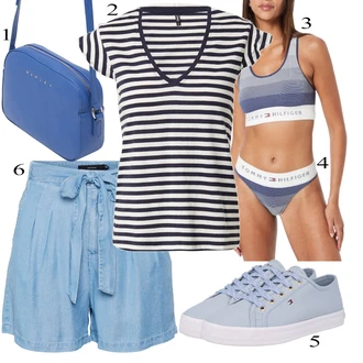 Outfit s Světle Modrá/Modrá Košile Džínový Šortky/Lněný kraťas/Papírové Šortky VERO MODA "Letní vzhled pro módní ženy"