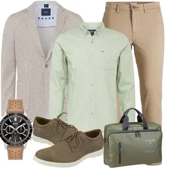 Outfit mit Grau/Beige Anzug PIERRE CARDIN "Outfit für die Konferenz"