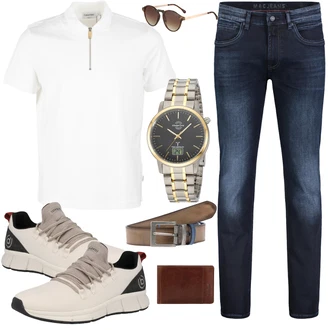 Outfit mit Grau Jeans/Schlaghose MAC "Outfits für jeden Tag"