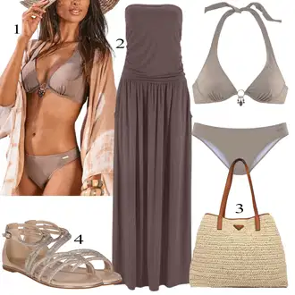 Dlouhé Outfit s Šedá/Hnědá/Béžová/Fialová Šaty v Délce do Lýtka/Šaty s Kapsou/Žerzejové Šaty/Maxi Šaty/Mullet šaty/Dlouhé pletené šaty/Dlouhé Letní Šaty/Dlouhé Šaty Lascana "Outfit na léto"