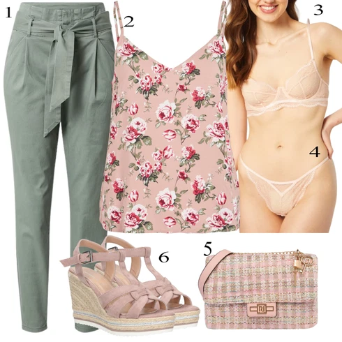 Kombinace Béžová Top/Halenka & Tunika/Košile/Zvonová Kalhoty Vila