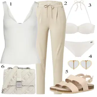 Outfit s Bílá/Béžová/Khaki Balconette/Women's Lingerie & Swimwear/S Kosticemi/Balconette-bikini/Bandeau Bikin/Push-up bikini Buffalo "Outfit na léto"